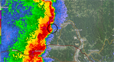 Radar image from the April 2nd derecho/tornado outbreak from GR2Analyst.