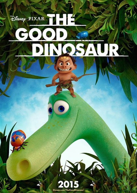 an image of a small child standing with a spear on top of a green dinosaur's head